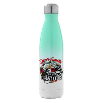 Dear Santa, sorry for all the F-bombs, Metal mug thermos Green/White (Stainless steel), double wall, 500ml