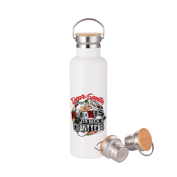 Dear Santa, sorry for all the F-bombs, Stainless steel White with wooden lid (bamboo), double wall, 750ml