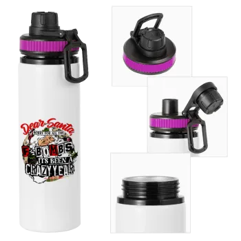 Dear Santa, sorry for all the F-bombs, Μεταλλικό παγούρι νερού με καπάκι ασφαλείας, αλουμινίου 850ml