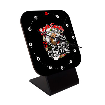 Dear Santa, sorry for all the F-bombs, Επιτραπέζιο ρολόι ξύλινο με δείκτες (10cm)