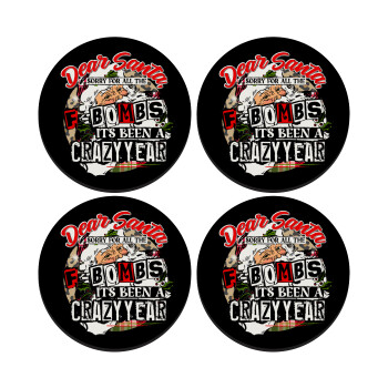 Dear Santa, sorry for all the F-bombs, SET of 4 round wooden coasters (9cm)
