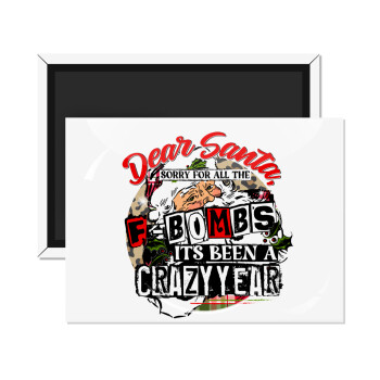 Dear Santa, sorry for all the F-bombs, Ορθογώνιο μαγνητάκι ψυγείου διάστασης 9x6cm
