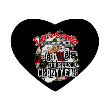 Dear Santa, sorry for all the F-bombs, Mousepad heart 23x20cm