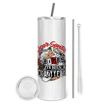 Dear Santa, sorry for all the F-bombs, Eco friendly stainless steel tumbler 600ml, with metal straw & cleaning brush