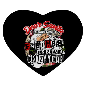 Dear Santa, sorry for all the F-bombs, Mousepad καρδιά 23x20cm