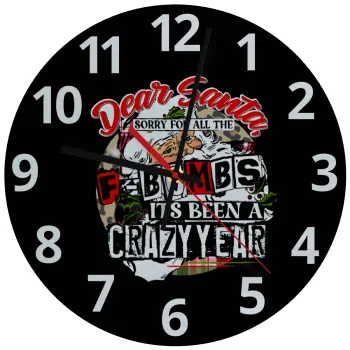 Dear Santa, sorry for all the F-bombs, Ρολόι τοίχου γυάλινο (30cm)