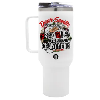 Dear Santa, sorry for all the F-bombs, Mega Tumbler με καπάκι, διπλού τοιχώματος (θερμό) 1,2L