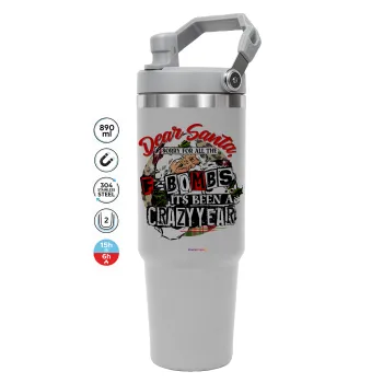 Dear Santa, sorry for all the F-bombs, ΓΚΡΙ χρώματος Θερμός Ανοξείδωτο 890ml (30oz) με χερούλι
