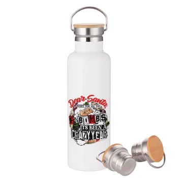 Dear Santa, sorry for all the F-bombs, Stainless steel White with wooden lid (bamboo), double wall, 750ml