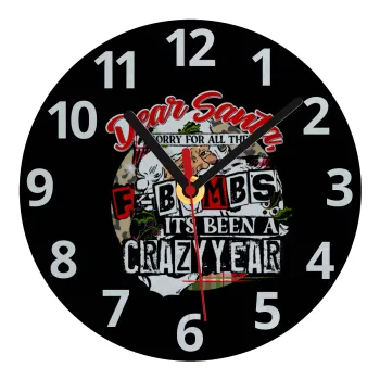 Dear Santa, sorry for all the F-bombs, Ρολόι τοίχου γυάλινο (20cm)
