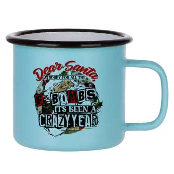 Dear Santa, sorry for all the F-bombs, Κούπα Μεταλλική εμαγιέ ΜΑΤ σιέλ 360ml