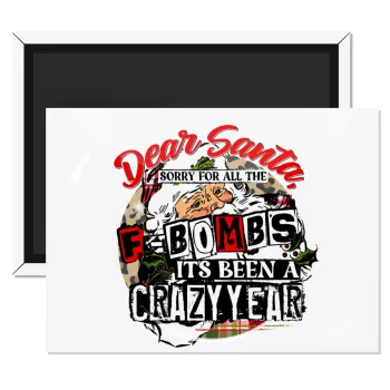 Dear Santa, sorry for all the F-bombs, Ορθογώνιο μαγνητάκι ψυγείου διάστασης 9x6cm