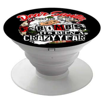 Dear Santa, sorry for all the F-bombs, Phone Holders Stand  White Hand-held Mobile Phone Holder