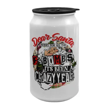 Dear Santa, sorry for all the F-bombs, Κούπα ταξιδιού μεταλλική με καπάκι (tin-can) 500ml
