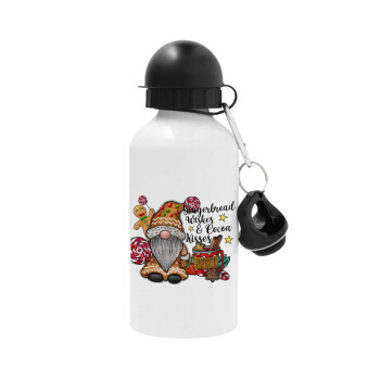 Gingerbread Wishes, Metal water bottle, White, aluminum 500ml