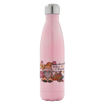 Gingerbread Wishes, Metal mug thermos Pink Iridiscent (Stainless steel), double wall, 500ml