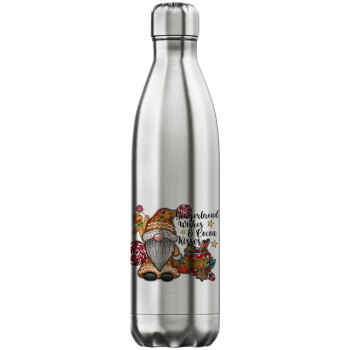 Gingerbread Wishes, Μεταλλικό παγούρι θερμός Inox (Stainless steel), διπλού τοιχώματος, 750ml