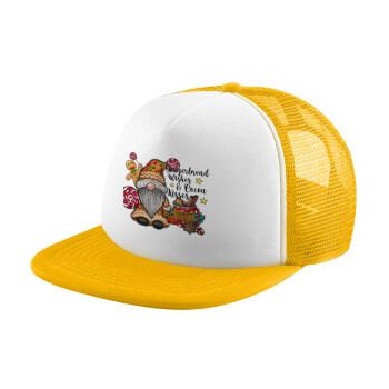 Gingerbread Wishes, Καπέλο Soft Trucker με Δίχτυ Κίτρινο/White 