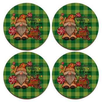 Gingerbread Wishes, ΣΕΤ x4 Σουβέρ ξύλινα στρογγυλά plywood (9cm)