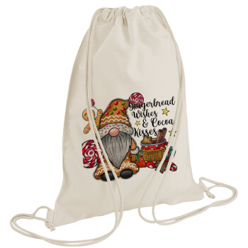 Gingerbread Wishes, Τσάντα πλάτης πουγκί GYMBAG natural (28x40cm)
