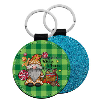 Gingerbread Wishes, Μπρελόκ Δερματίνη, στρογγυλό ΜΠΛΕ (5cm)