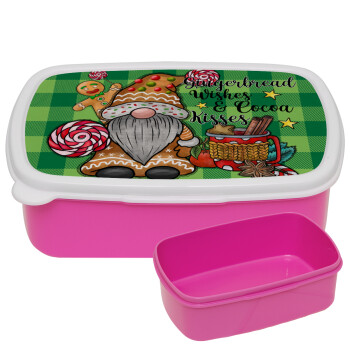 Gingerbread Wishes, ΡΟΖ παιδικό δοχείο φαγητού (lunchbox) πλαστικό (BPA-FREE) Lunch Βox M18 x Π13 x Υ6cm