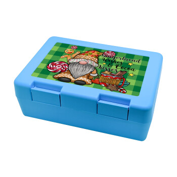 Gingerbread Wishes, Children's cookie container LIGHT BLUE 185x128x65mm (BPA free plastic)
