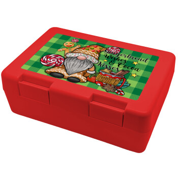 Gingerbread Wishes, Children's cookie container RED 185x128x65mm (BPA free plastic)
