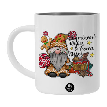 Gingerbread Wishes, BIG Mug Stainless steel double wall (450ml, White)