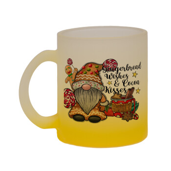 Gingerbread Wishes, Κούπα γυάλινη δίχρωμη με βάση το κίτρινο ματ, 330ml