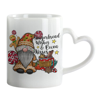 Gingerbread Wishes, Κούπα καρδιά χερούλι λευκή, κεραμική, 330ml