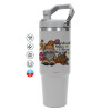 ΓΚΡΙ χρώματος Θερμός Ανοξείδωτο 890ml (30oz) με χερούλι