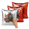 Μαξιλάρι καναπέ Μαγικό Κόκκινο με πούλιες 40x40cm περιέχεται το γέμισμα