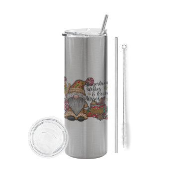 Gingerbread Wishes, Tumbler stainless steel Silver 600ml, with metal straw & cleaning brush