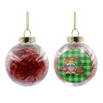 Gingerbread Wishes, Χριστουγεννιάτικη μπάλα δένδρου διάφανη με κόκκινο γέμισμα 8cm