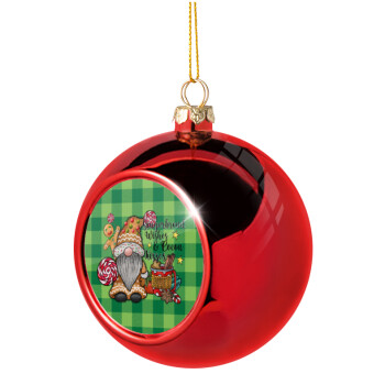 Gingerbread Wishes, Χριστουγεννιάτικη μπάλα δένδρου Κόκκινη 8cm