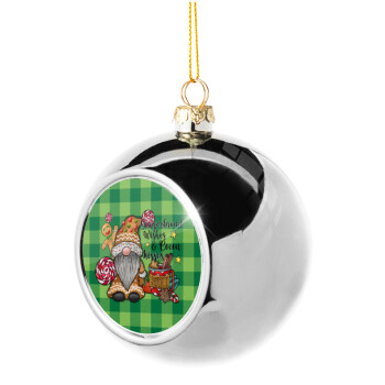 Gingerbread Wishes, Χριστουγεννιάτικη μπάλα δένδρου Ασημένια 8cm