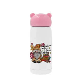 Gingerbread Wishes, Pink stainless steel thermal flask, 320ml