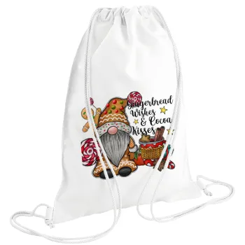 Gingerbread Wishes, Τσάντα πλάτης πουγκί GYMBAG λευκή (28x40cm)