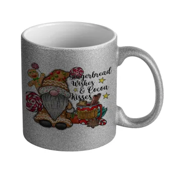Gingerbread Wishes, Κούπα Ασημένια Glitter που γυαλίζει, κεραμική, 330ml