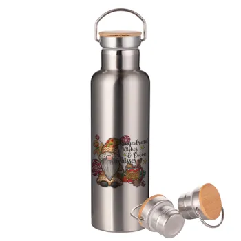 Gingerbread Wishes, Stainless steel Silver with wooden lid (bamboo), double wall, 750ml
