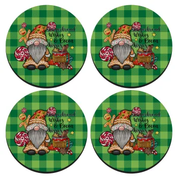 Gingerbread Wishes, ΣΕΤ 4 Σουβέρ ξύλινα στρογγυλά (9cm)