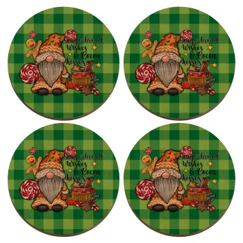 Gingerbread Wishes, ΣΕΤ x4 Σουβέρ ξύλινα στρογγυλά plywood (9cm)