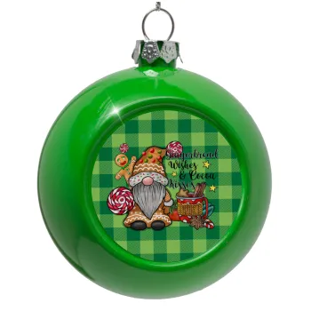 Gingerbread Wishes, Green Christmas tree ornament bauble 8cm