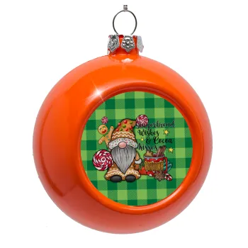 Gingerbread Wishes, Orange Christmas tree ornament bauble 8cm