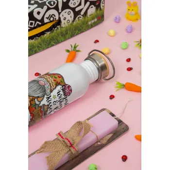 Gingerbread Wishes, Πασχαλινή Λαμπάδα με παγούρι μεταλλικό (620ml, stainless steel) & κερί αρωματικό πλακέ (30cm) (ΡΟΖ)