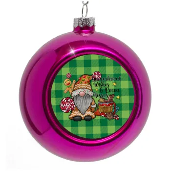 Gingerbread Wishes, Purple Christmas tree ornament bauble 8cm