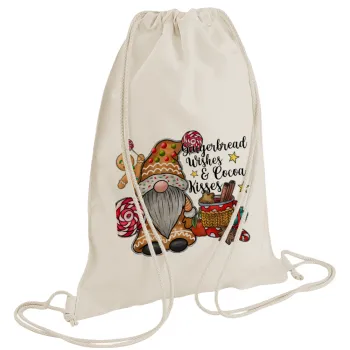 Gingerbread Wishes, Backpack bag GYMBAG natural (28x40cm)