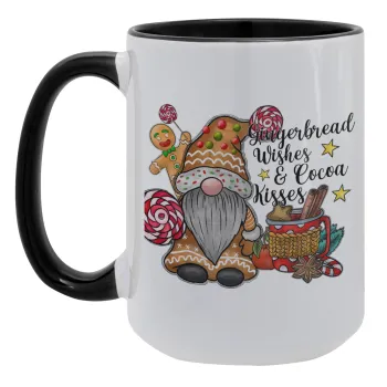 Gingerbread Wishes, Κούπα Mega 15oz, κεραμική Μαύρη, 450ml