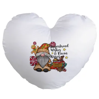 Gingerbread Wishes, Μαξιλάρι καναπέ καρδιά 40x40cm περιέχεται το  γέμισμα